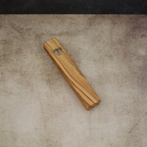 10cm Olive Wood Mezuzah Case from Jerusalem With the Letter &quot;SHIN&quot;, Gift for Jewish Housewarming