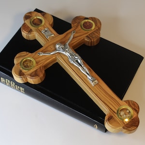 11 &quot;Olivenholz Wandkreuz Jesus katholisches Kruzifix, Segen Heiliges Kreuz handgefertigt In Jerusalem Das Heilige Land