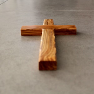 6&quot; Olive Wood  (Wavy Edge) Cross, a Simple Design. Great for Wall Hanging, Confirmation Cross, Any Religious Gift From Jerusalem Holy Land