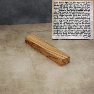 10cm, Small Olive Wood Mezuzah Case from Israel, Gift for Jewish Housewarming. Include 7cm Scroll