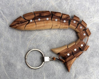 Fish Keychain from Olive Wood, Wooden Keychain, Christian Cross Keychain, Handmade Olive Wood Keychain Carved Made in Jerusalem Holy Land