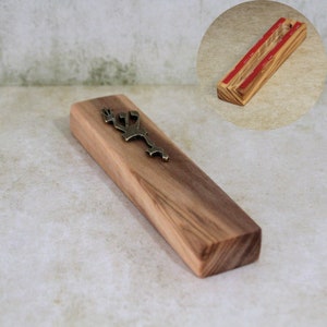 3.5" / 9.5cm Simple Olive Wood Mezuzah Cases With The letters Shaddai, Judaica From Israel, Religious Gift for a Jewish Home