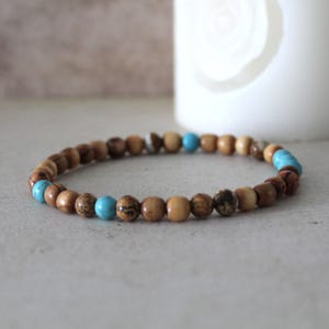 Olive Wood and Jasper and Crystal Bead Stretch Bracelet - Handcrafted Hebrew Jewelry from Israel