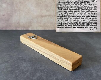 Olive Wood Mezuzah Case with Silver Shin - Handmade Jewish Home Blessing