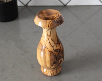 Hand Carved Olive Wood Decorative Vases, Wood Vase for Dried Flowers, Unique Shape Rustic Style Vases, Art deco Vases for Home and Office