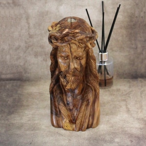 Divine Hand-Carved Jesus Christ Statue: Spiritual Gift of Faith & Grace, Religious Icons for Home, Wooden Sculpture Figurine