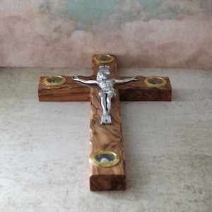 11.5&quot; Handmade Wooden Wall Cross Jesus Catholic Crucifix, Olive Wood Crucifix Cross, Catholic Cross Gift for Wedding from the Holy Land