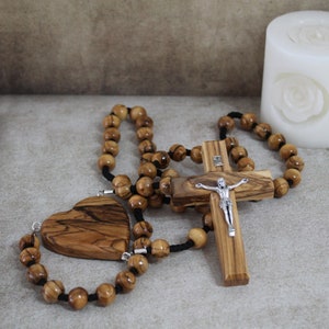 God Bless Our Home: Unique Christian Wall Decor with Personalized Touch - Rustic Wood Rosary - Home Decor Rosary or Wall Rosary