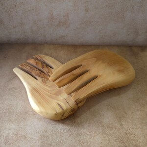 Handmade Olive Wood Salad Servers: Rustic Kitchen Utensils