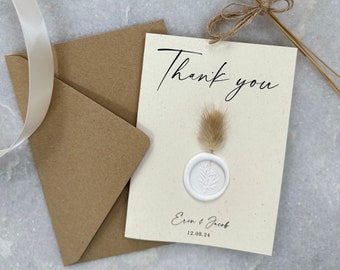 Bunny tail Thank you card with white wax seal