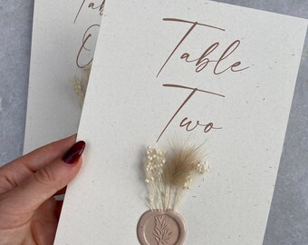 Dried floral table number