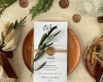 Menu with olive foliage