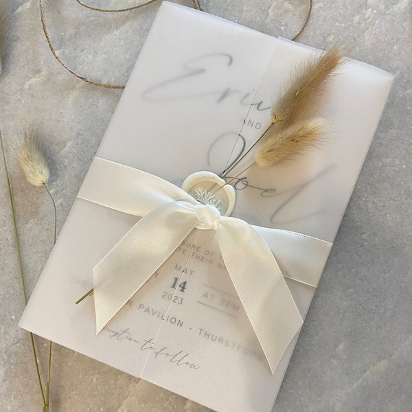 UNPERSONALISED SAMPLE Luxury bunny tails wedding invitation