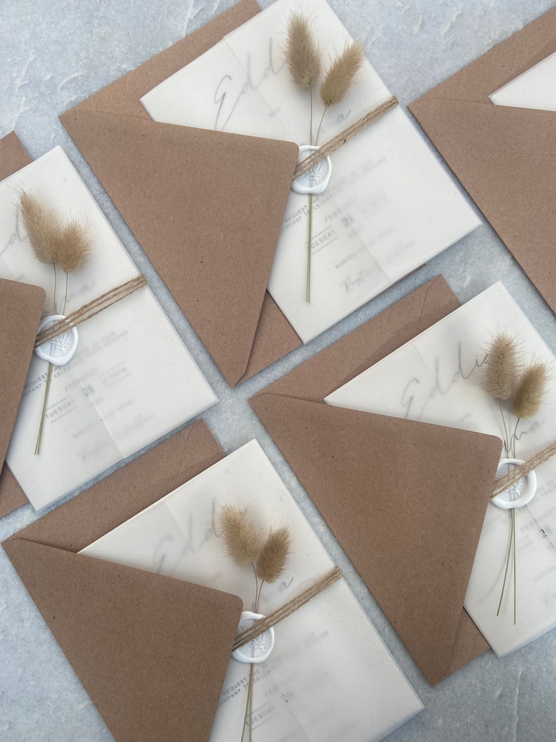 Luxury bunny tails wedding invitations with twine and wax seal image 10