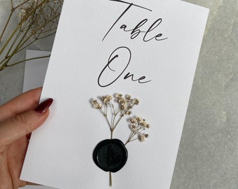 Mono black and white Gypsophila table number