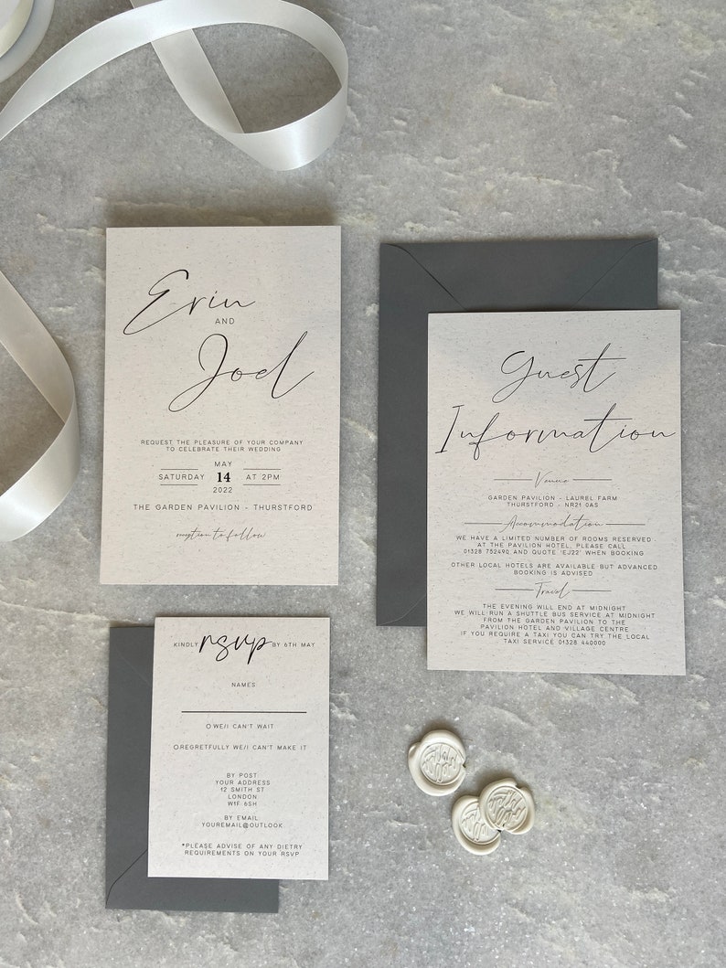 Minimal modern wedding invitations image 3