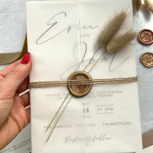 Luxury Bunny Tails Wedding Invitations With Twine and Wax Seal Etsy UK
