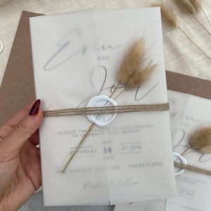 Luxury bunny tails wedding invitations with twine and wax seal image 1