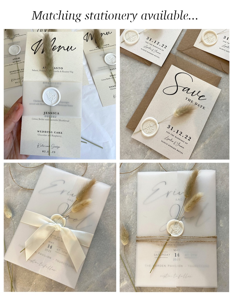 Luxury bunny tails wedding invitations with twine and wax seal image 9