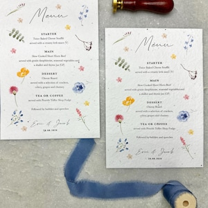 Menús de boda con semillas de flores silvestres para plantar