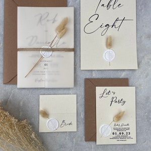 Luxury bunny tails wedding invitations with twine and wax seal image 4