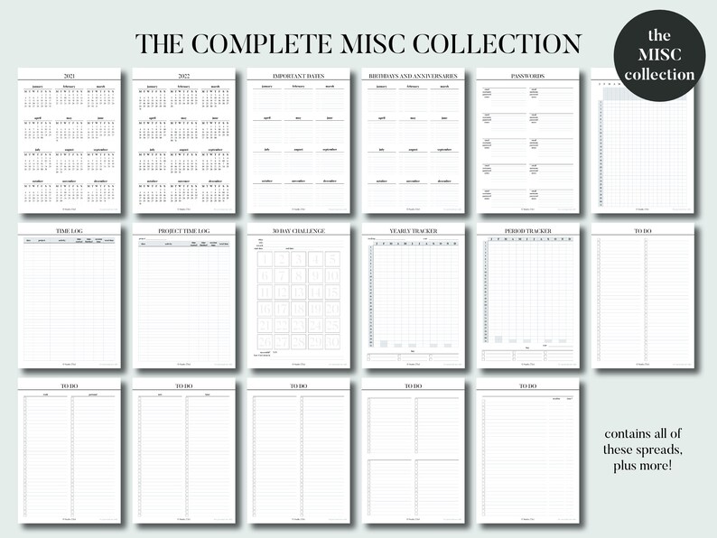 PRINTABLE Misc Bundle Planner A4 A5 Letter Printable Planner PRINTABLE Misc Bundle Planner A4 A5 Letter Printable Planner