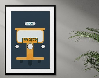 Minimalistisch Thailand Tuk Tuk Kunstdruck: Reise Dekoration (Digitaler Download)
