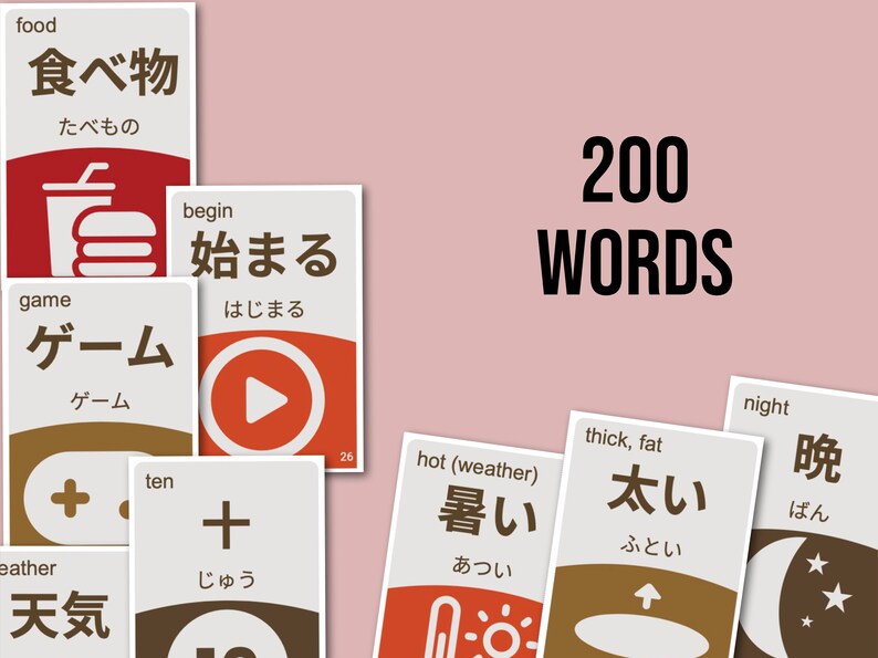 Printable Japanese Words Flash Cards Part 2 201-400 Learn - Etsy