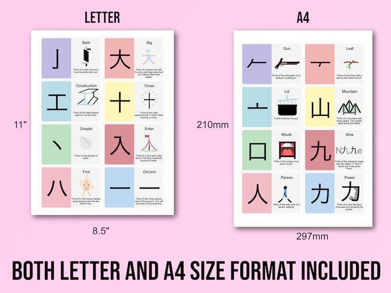 Japanese Kanji Radicals Flashcards Mnemonics Part I, Learn Kanji ...