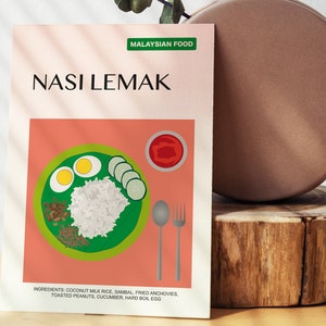 Nasi Lemak Kunstdruck: Malaysisches Essen Poster (Digital Download)