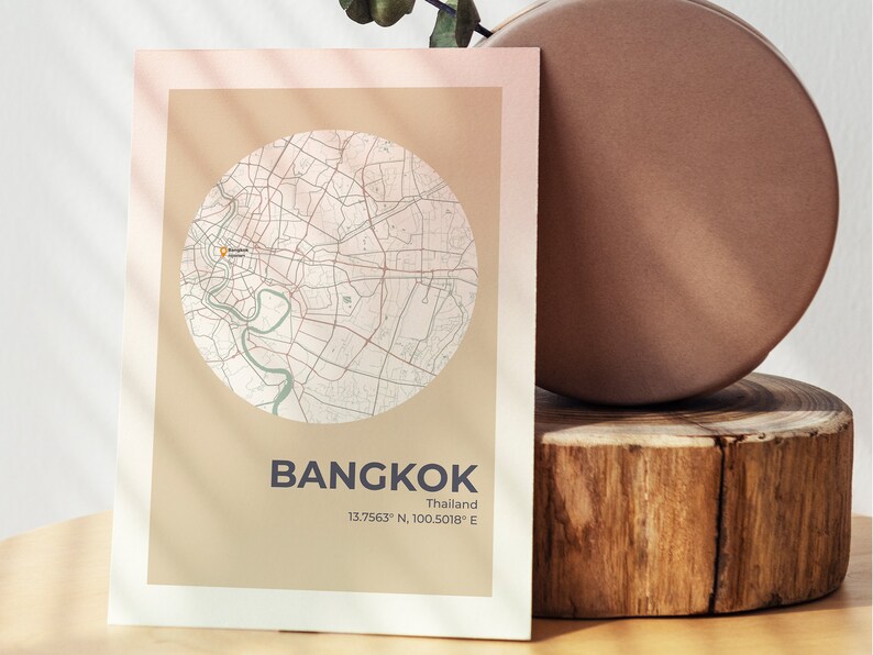 Printable Thailand Bangkok Map Art Print Thailand Lover Gift Etsy