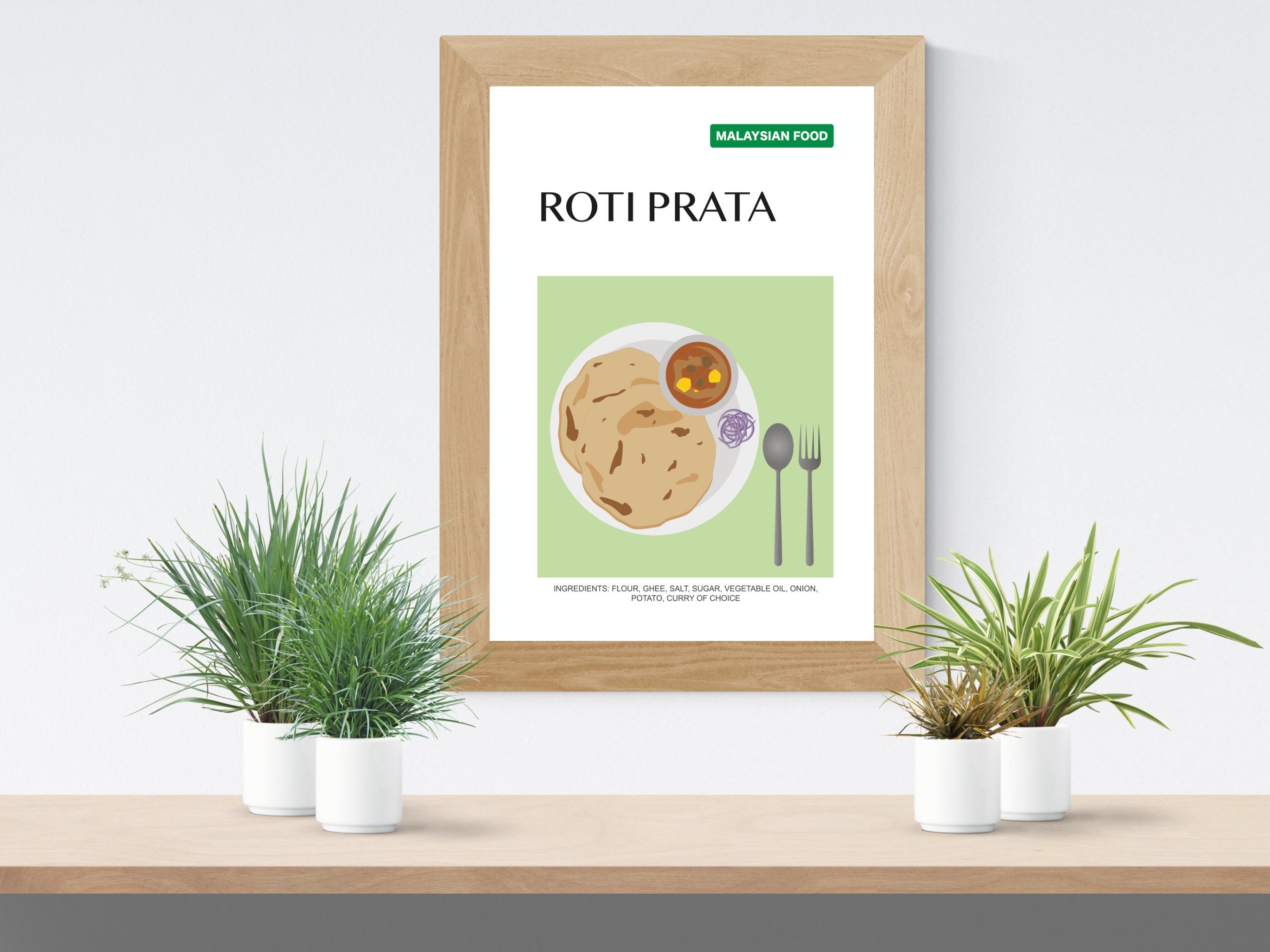 Multigrain Roti Paper Card Printable Malaysian Food Wall Art, Roti Prata Poster, Malaysia Vacation ...