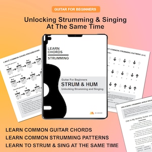 Guitar Strumming Workbook: Beginner Rhythm, Chords, & Singing (PDF Download, 12 Pages)