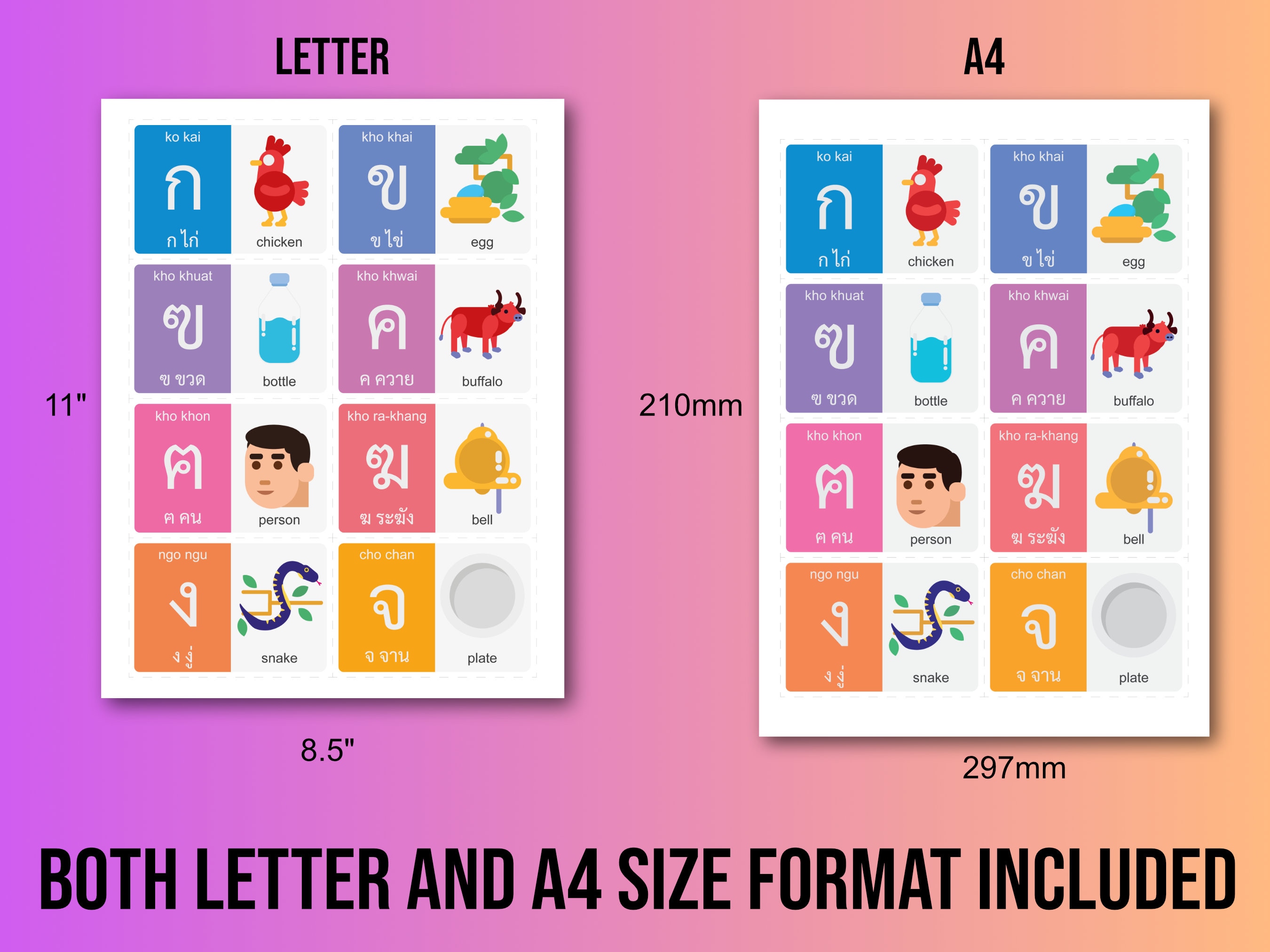 Thai Consonants Flashcards: Learn Thai Script (PDF or JPG) - Etsy