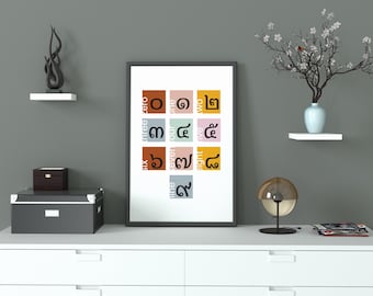 Thai Numbers Art Print: Learn Thai Script, Home Decor (Digital Download)