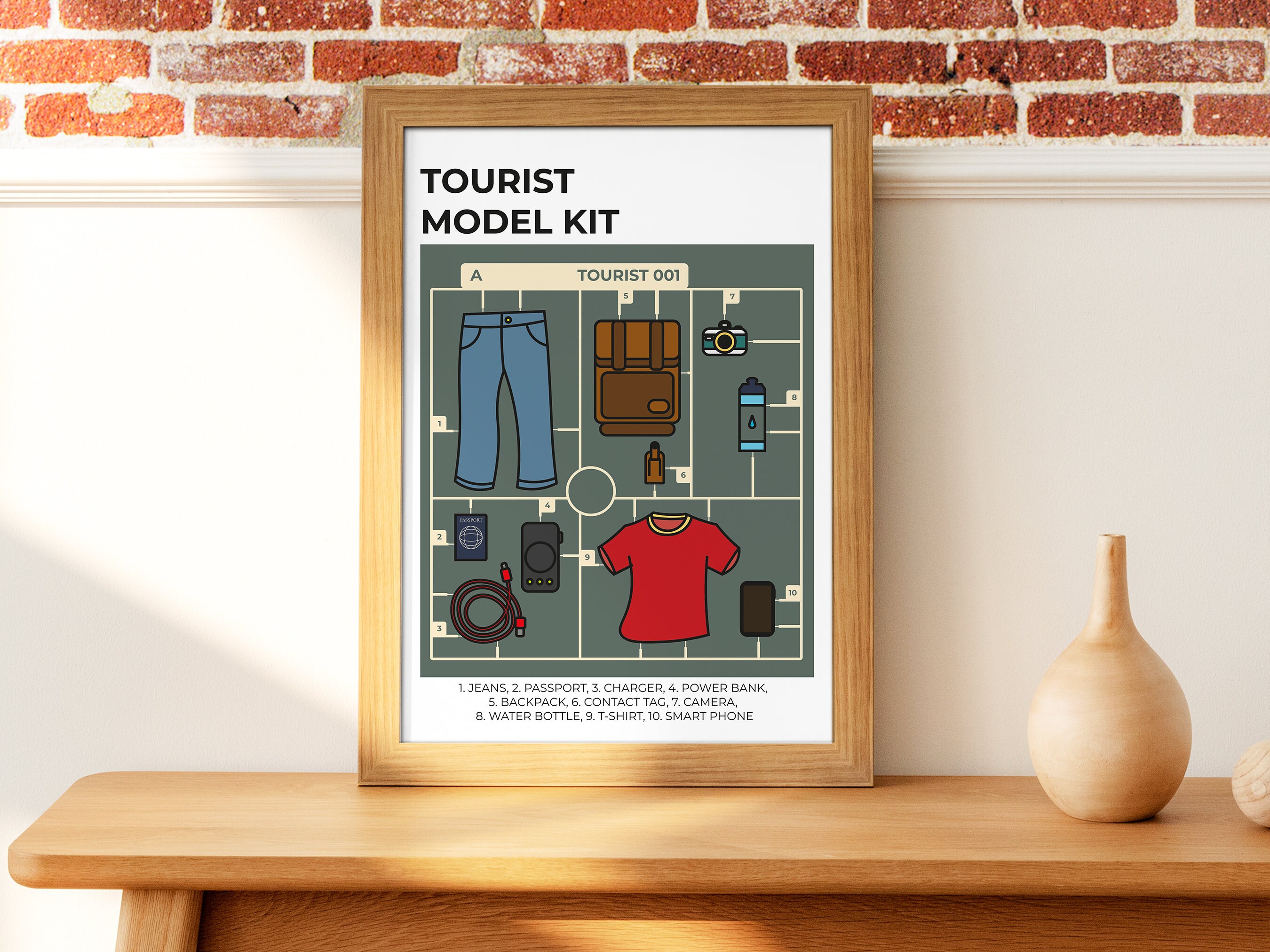 Printable Model Kit Style Art Print, Tourist Model Kit Wall Art, Living ...