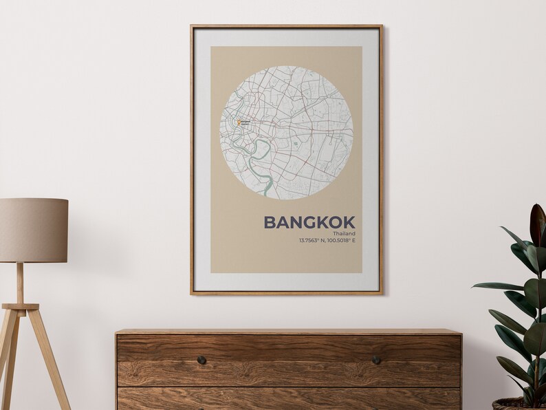 Printable Thailand Bangkok Map Art Print Thailand Lover Gift Etsy