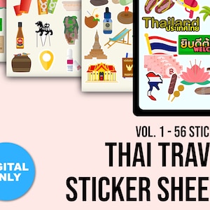 Thai Travel Stickers: Vacation Icons for Goodnotes (Digital Download)