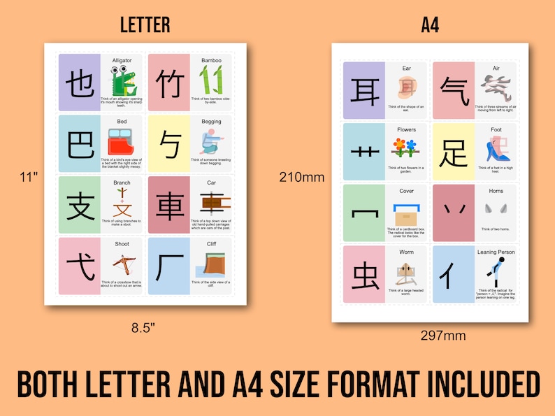 Japanese Kanji Radicals Flashcards Mnemonics Part II, Learn Kanji ...