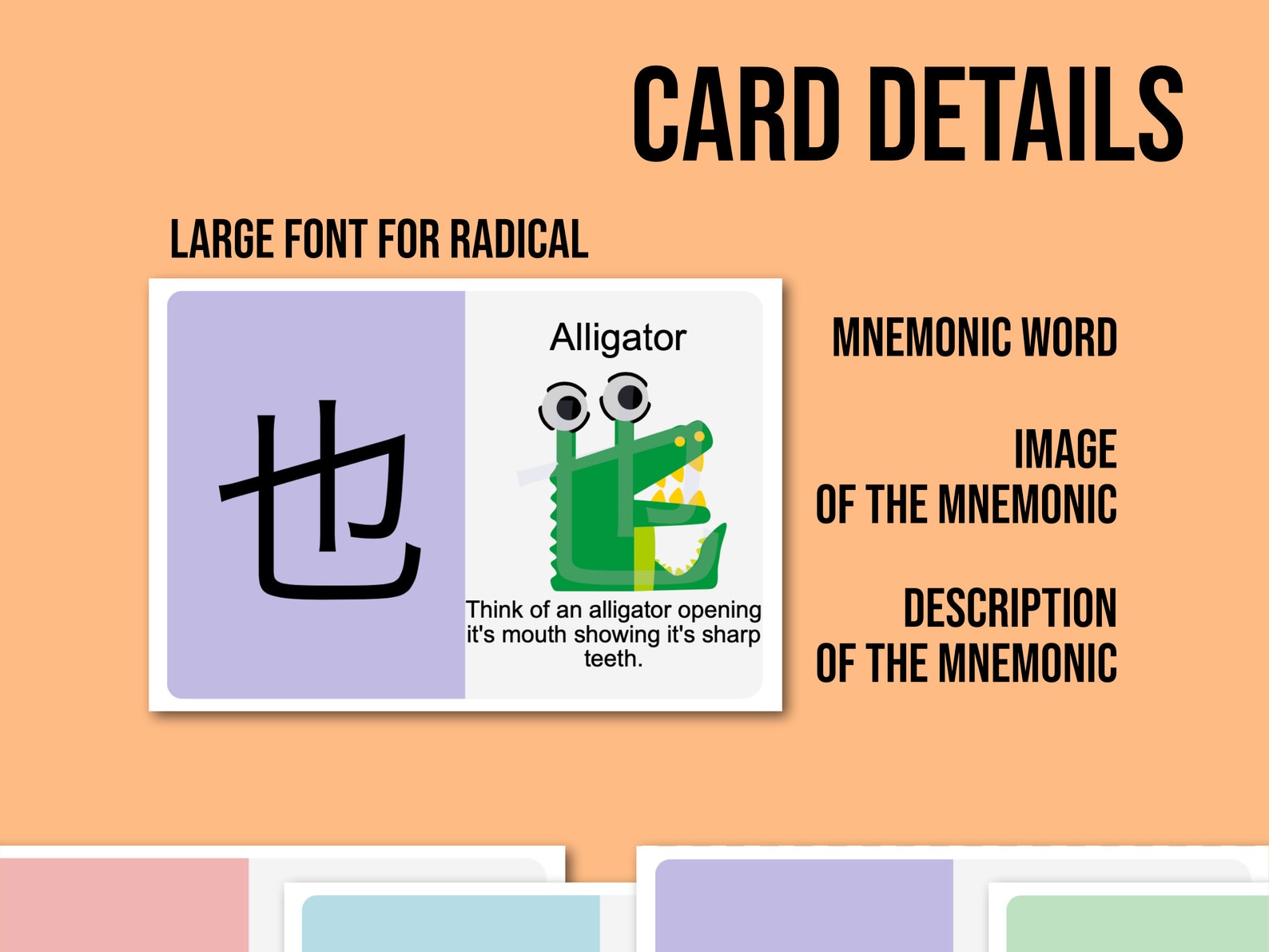 Japanese Kanji Radicals Flashcards Mnemonics Part II Learn Etsy