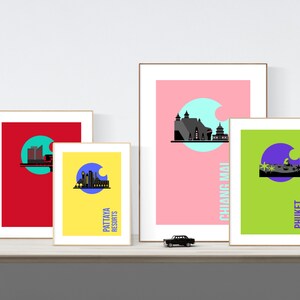 Printable Minimalist Thai Art, Thailand Travel Posters Set, Silhouette Abstract Art, Living Room Decor, Download