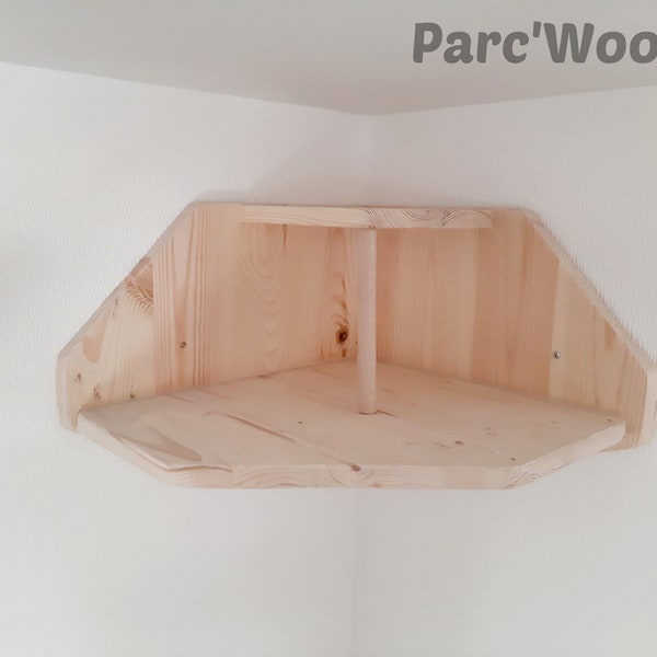 Cabane d'angle murale en bois pour chat