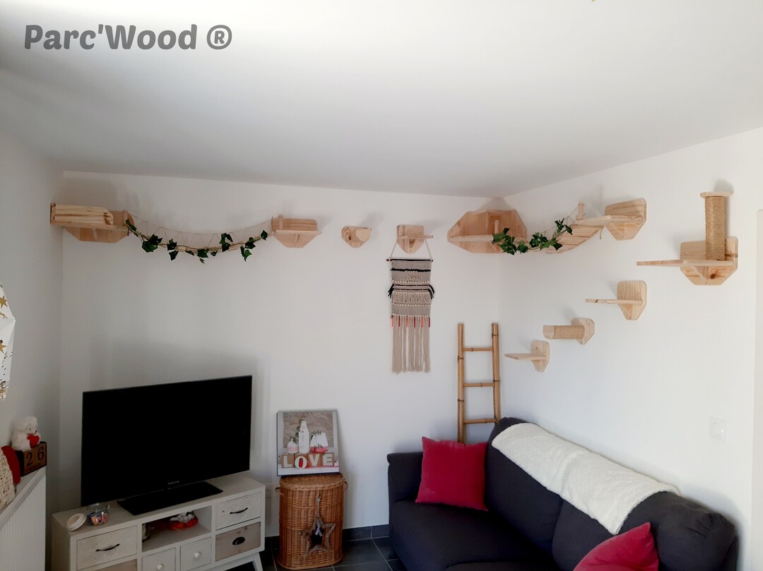Parcours mural en bois pour chat - Etsy France