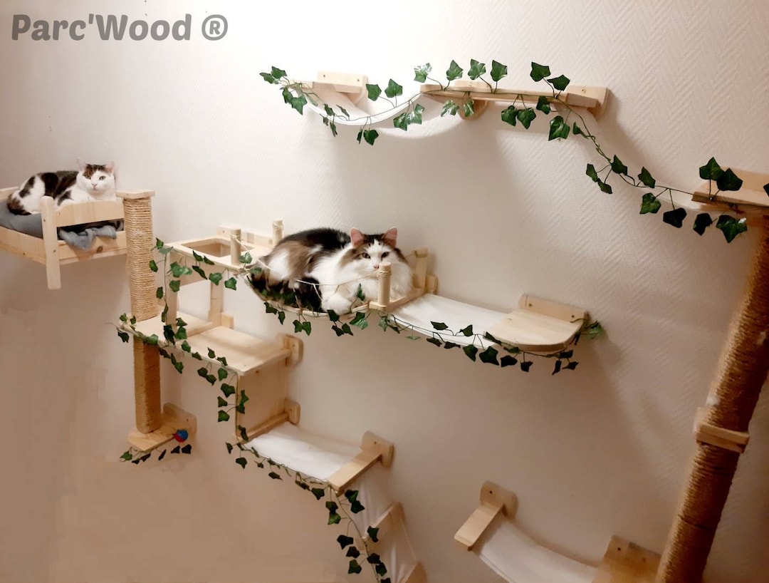 Parcours mural en bois pour chat - Etsy France