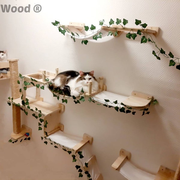 Parcours mural en bois pour chat