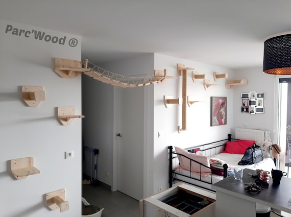 Parcours Mural En Bois Pour Chat Etsy France Parcours Mural En Bois Pour Chat Etsy France