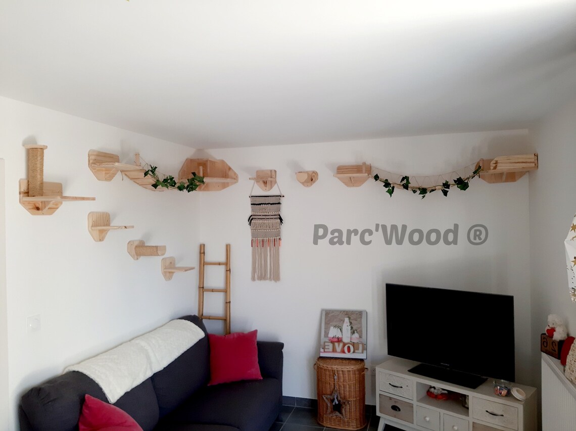 Parcours mural en bois pour chat - Etsy France