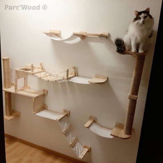 Parque para gatos con pared de madera -  México