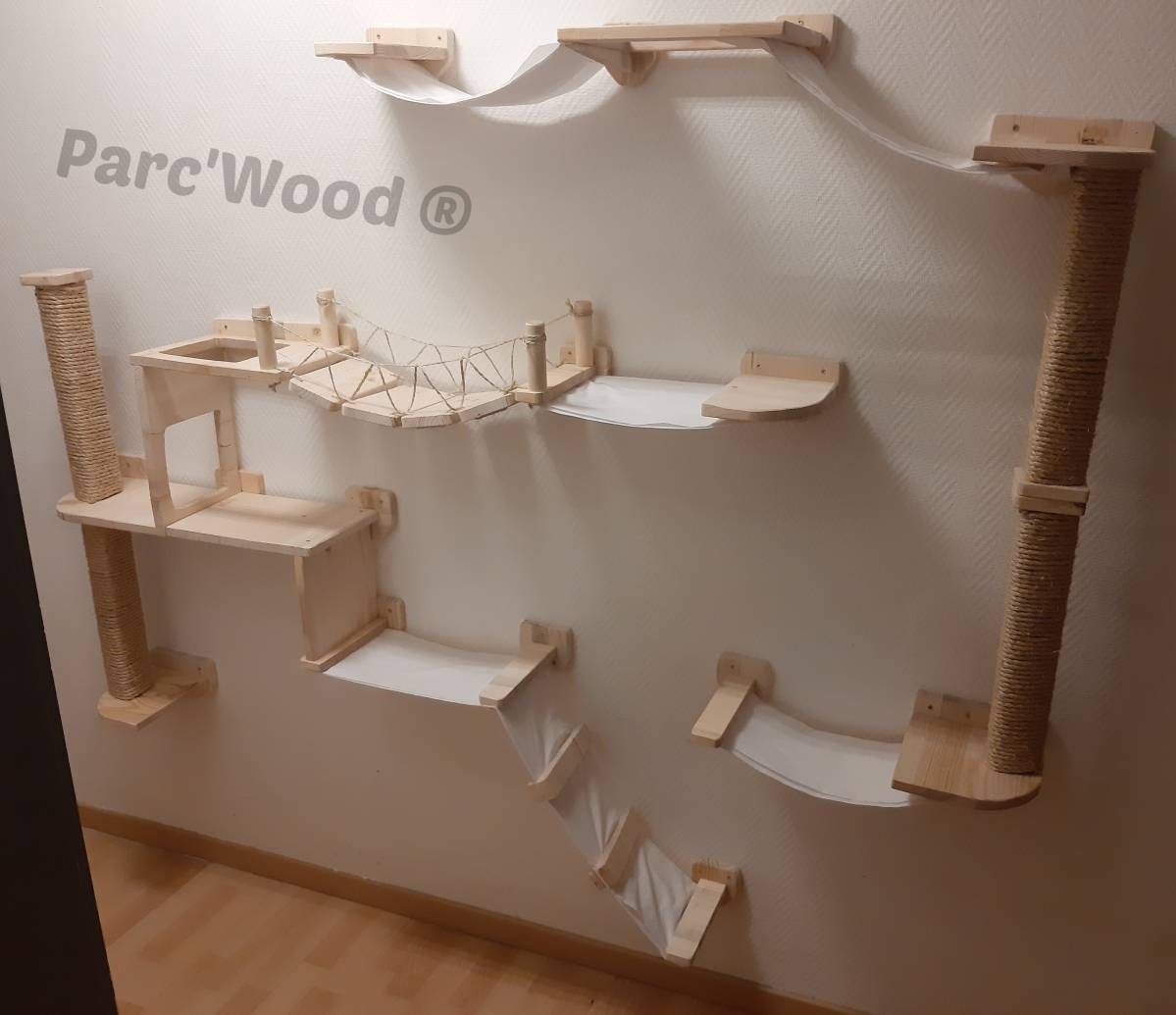 Parcours Mural Chat Fait Maison Parcours mural en bois pour chat - Etsy France