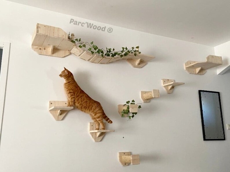 Parcours mural en bois pour chat - Etsy France